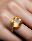 14K Yellow Gold Natural Citrine Gemstone Ring, 5 Carats