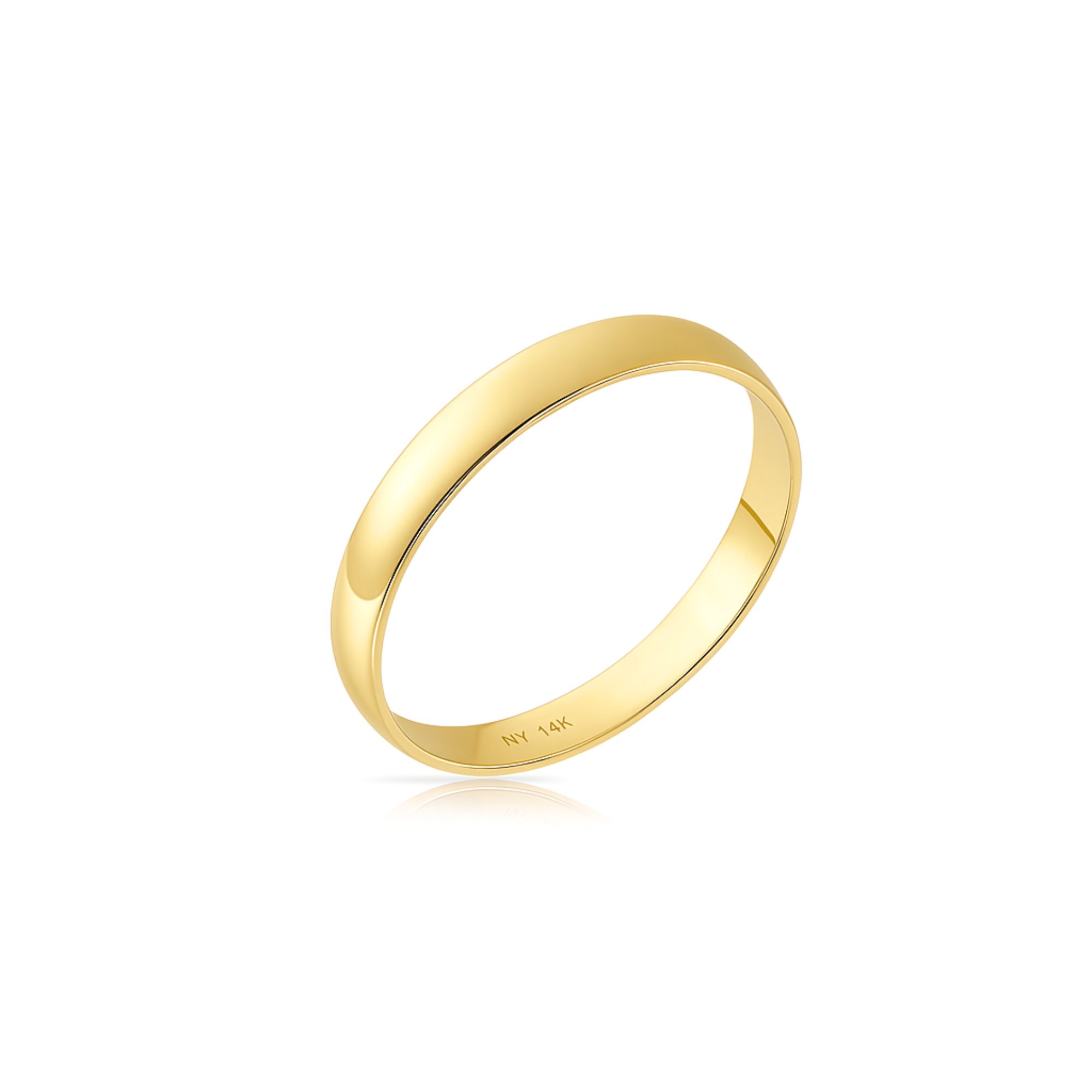 14K Yellow Gold Classic Wedding Band Ring, 3mm Thin