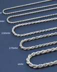 Italian Rope Chains with Strong Lobster Lock in Sterling Silver