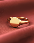 14K Yellow Gold Large Round Signet Ring