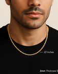 Italian Rope Chains with Strong Lobster Lock, Sterling Silver Dipped In 14K Gold