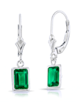 14K Gold Green Emerald Gemstone Drop Earrings
