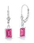 14K Gold Ruby Emerald-Cut Gemstone Drop Earrings