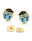 14k Yellow Gold Small Ladybug Stud Earrings, Pushback Studs by TILO Jewelry