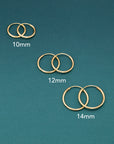 14k Yellow Gold Endless Hoop Earrings, 1mm