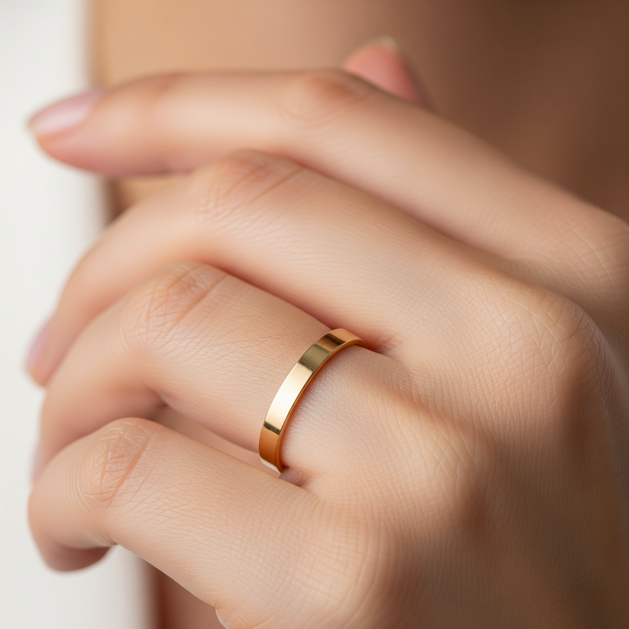 14K Yellow Gold Classic Wedding Band Ring, 3mm Thin