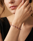Sterling Silver Garnet CZ Gemstone Bracelet