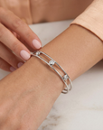 Sterling Silver Three Stone CZ Bezel Cuff Bracelet