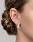 14k White Gold Natural Diamond Hoop Earrings, 0.57ctw