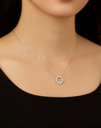 Sterling Silver Classic Halo CZ Pendant Necklace
