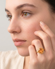 14K Yellow Gold Natural Citrine Gemstone Ring, 5 Carats