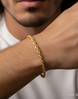 14K Yellow Gold Rope Chain Bracelet, Lobster Lock
