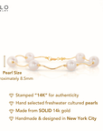 14K Gold Freshwater Pearl Bracelet, With Hand Engraved Diamond-Cut Details