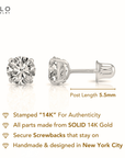 14K White Gold Cubic Zirconia Stud Earrings With Screwbacks