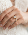 14K Yellow Gold Oval Halo 1 Carat Engagement Ring With Side Stones