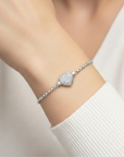Sterling Silver Heart CZ Bracelet, Italian Handmade Love Style Jewelry