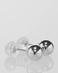 14K White Gold Ball Stud Earrings with Silicone Gold Pushbacks