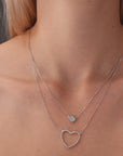 Sterling Silver CZ Double Heart Necklace
