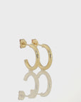 10K Yellow Gold Half Huggie Hoop Earrings, With Secure Pushbacks