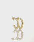 10K Yellow Gold Half Huggie Hoop Earrings, With Screwbacks