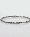 Sterling Silver Diamond-Cut "Tiger" Bead Stretch Bracelet, Gunmetal Finish