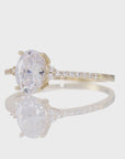 14K Yellow Gold Oval-Shaped Solitaire 1.5 Carat Engagement Ring With Side Stones