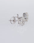 14K White Gold Natural Diamond Cluster Studs, Screwback