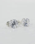 14k White Gold Classic Solitaire Stud Earrings, Screwback