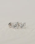 14K White Gold Solitaire Lab Diamond Studs, Screwback