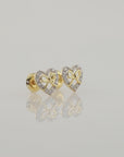 14K Yellow Gold Heart & Ribbon Lab Diamond Studs, 0.20ctw, Screwback