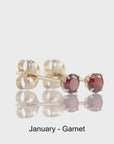 14k Yellow Gold Birthstone Solitaire Stud Earrings, 3mm, Available in 12 Colors
