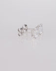 14k White Gold Square Zirconia Stud Earrings with Butterfly Pushbacks, Unisex Design, Princess Cut Studs