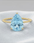 14K Yellow Gold Pear-Cut Sky Blue Topaz Gemstone Ring