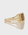 Natural Smokey Quartz Gemstone Ring, 14k Gold Ring with Natural Diamonds