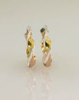Sterling Silver Tricolor Three-Tone Hoop Earrings, 30mm