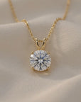 14K Yellow Gold Classic Solitaire Pendant Necklace