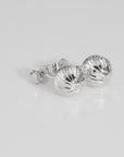 14k White Gold Ball Studs With Hand Engraved Spiral Design