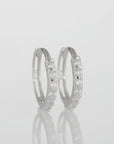 14K White Gold Single Row Lab Diamond Huggie Earrings, 0.14ctw