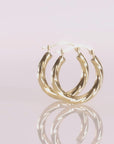 10K Yellow Gold Spiral Twist Hoop Earrings
