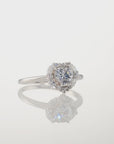 Sterling Silver Heart Shape Halo Engagement Ring
