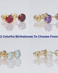14K Yellow Gold Birthstone Stud Earrings, Screw-back, 5mm