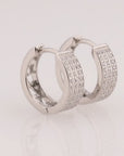 Sterling Silver Three Row CZ Huggie Hoop Earrings
