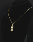 14K Yellow Gold Owl Pendant Necklace