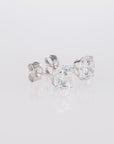 14K White Gold Lab Diamond Stud Earrings, CVD Brilliant Solitaire Round Diamond Studs, Pushback