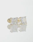14K Yellow Gold Lab Diamond Princess-Cut Stud Earrings, Screwback