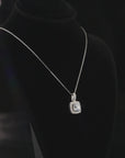 Sterling Silver Round Halo CZ Pendant Necklace