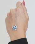 Sterling Silver Blue CZ Clover Charm Pendant Necklace