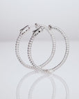 14k White Gold Natural Diamond Hoop Earrings, 1.03ctw