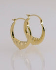 10K Yellow Gold Heart Hoop Earrings