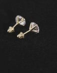 14K Yellow Gold Round Solitaire Cubic Zirconia Studs, Screwback